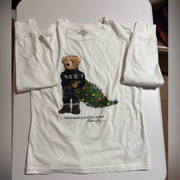 Polo by Ralph Lauren Kids White Long Sleeve with Bear and Tree Print - Picture 2 of 9